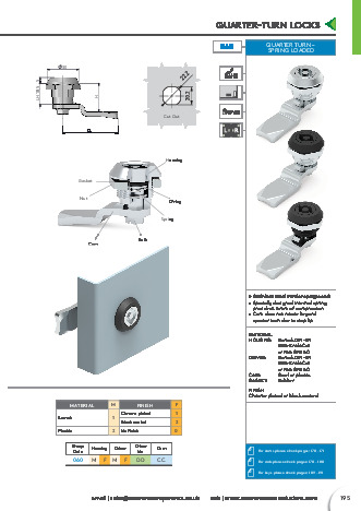Quarter Turn Spring Pin Quarter Turn Spring Loaded - Mesan Lock - Essentra plc Components