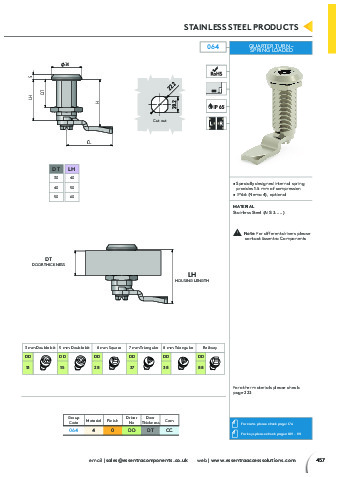 Quarter Turn Spring Pin Quarter Turn - Spring Loaded - Mesan Lock - Essentra plc Components